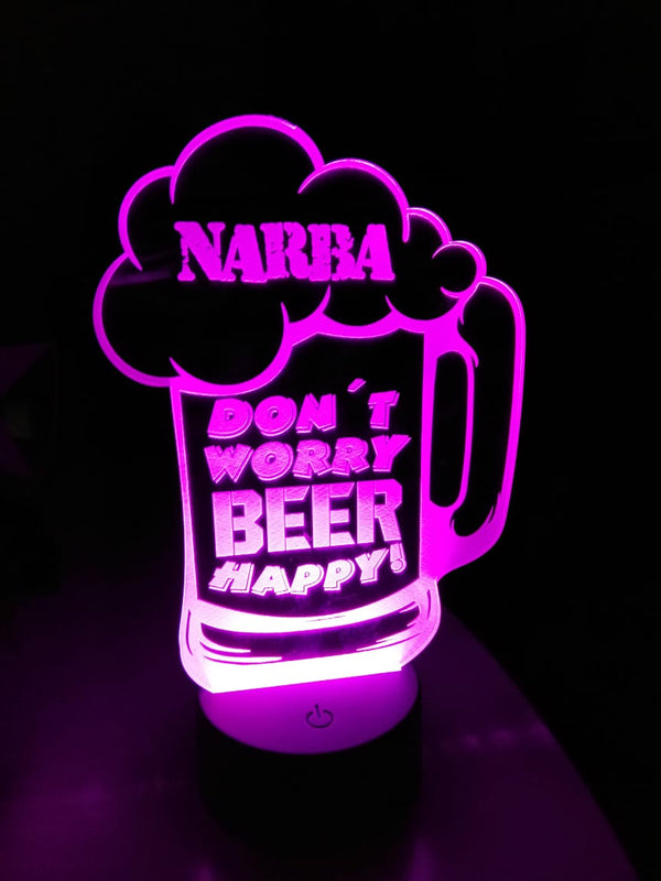 Lámpara personalizada en forma de cerveza